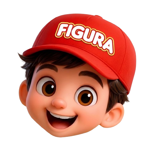 Figurinha com a marca FIGURA no boné